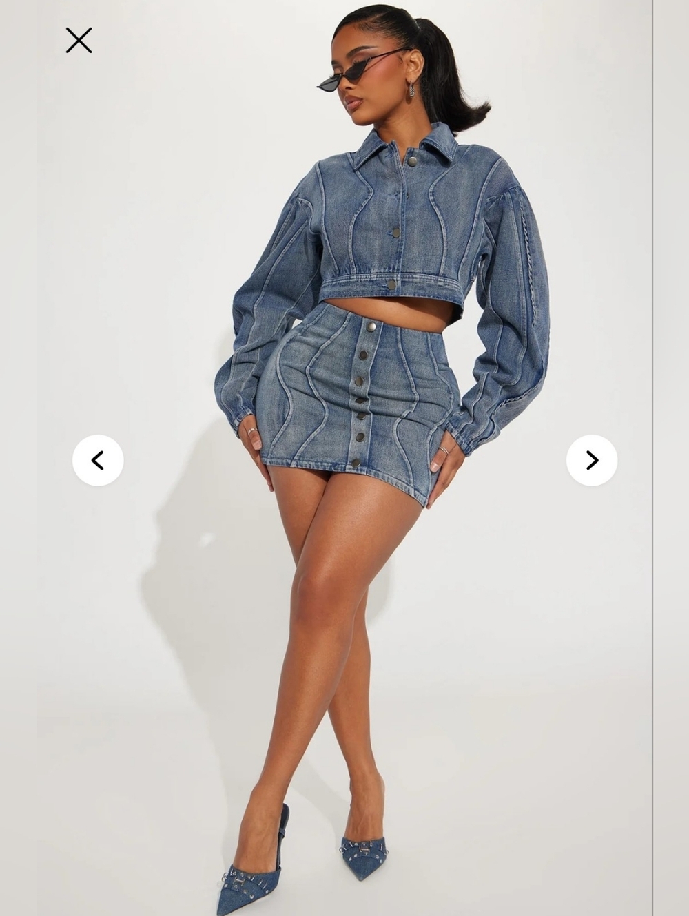 FASHION NOVA - Yesenia Denim Skirt Set